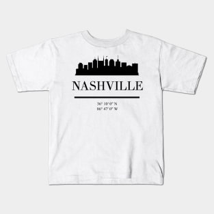 NASHVILLE TENNESSEE BLACK SILHOUETTE SKYLINE ART Kids T-Shirt